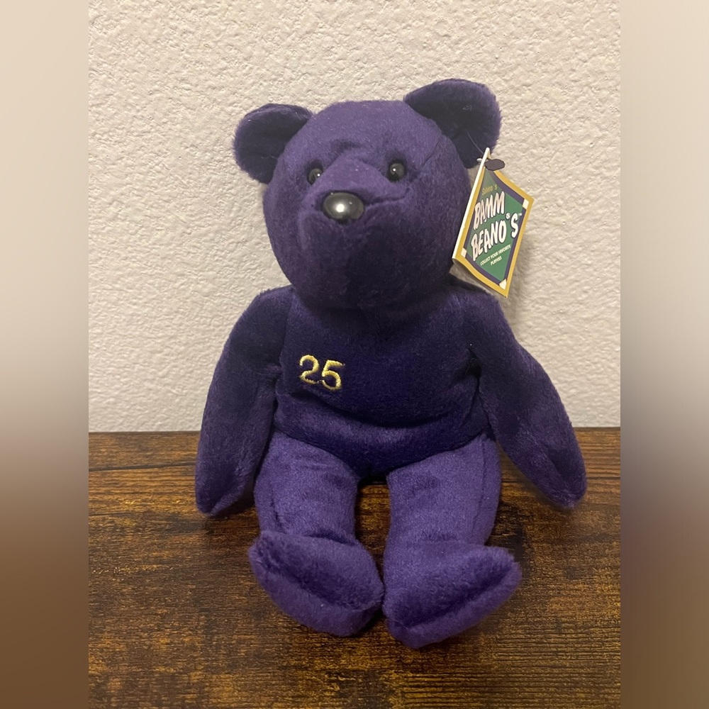 Vintage 1998 Mark McGwire Salvinos Bamm Beanos Purple Plush Bear Baseball MLB